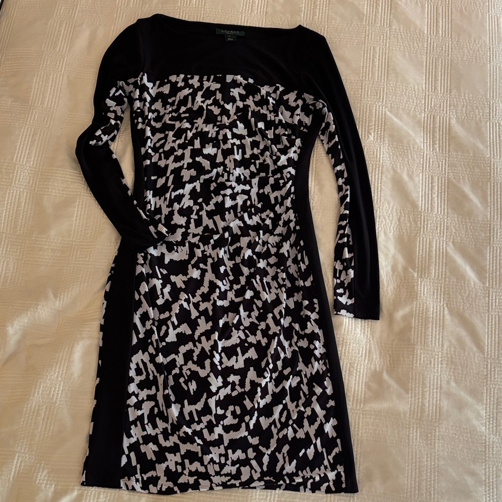 Ralph Lauren Black and White Long Sleeve Dress